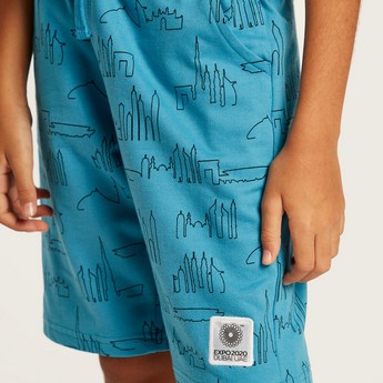 Expo 2020 Printed Shorts with Drawstring Closure and Pockets