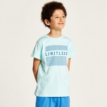 Juniors Printed Crew Neck T-shirt and Shorts Set