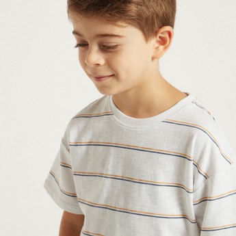 Striped T-shirt with Textured Shorts