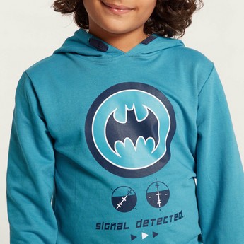 Batman Print Pullover with Long Sleeves and Hood