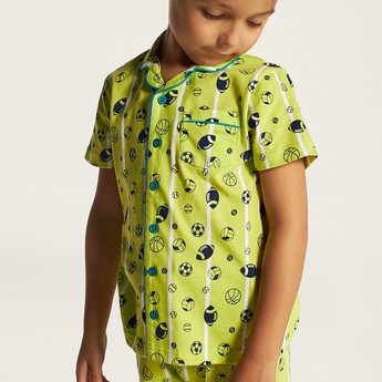 Juniors Printed Short Sleeve Shirt and Pyjama Set