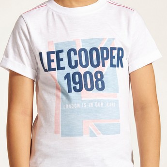 Lee Cooper Typographic Print T-shirt with Crew Neck and Short Sleeves