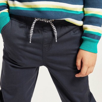 Juniors Solid Pants with Drawstring Closure and Pockets