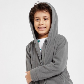 Juniors Solid Jacket with Hood and Long Sleeves