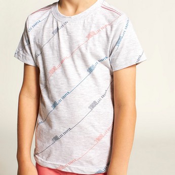 Lee Cooper Printed Crew Neck T-shirt with Short Sleeves