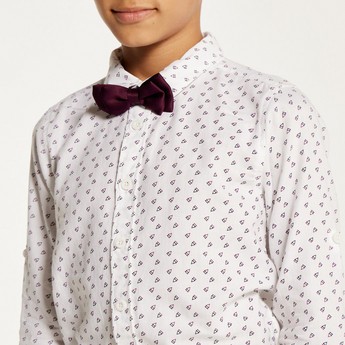 Juniors Printed Shirt with Long Sleeves and Button Closure