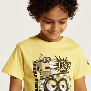 Despicable Me Print T-shirt with Crew Neck and Short Sleeves