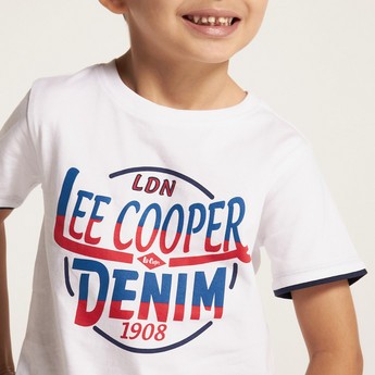 Lee Cooper Printed T-shirt with Crew Neck and Short Sleeves