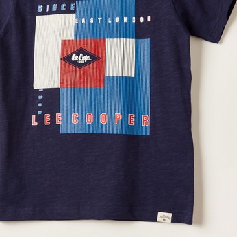 Lee Cooper Printed Crew Neck T-shirt with Short Sleeves