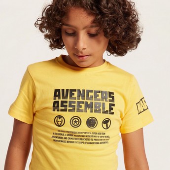 Avengers Print T-shirt with Short Sleeves