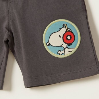 Snoopy Print Shorts with Pockets and Drawstring Closure