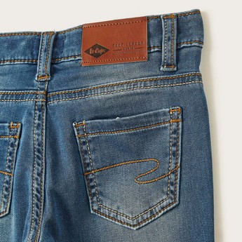 Lee Cooper Solid Denim Jeans with Pockets and Button Closure