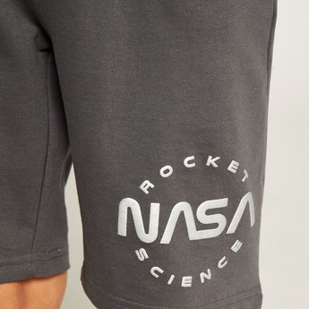 NASA Printed Shorts with Drawstring Closure and Pockets