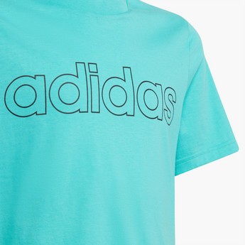 adidas Logo Print Crew Neck T-shirt with Short Sleeves