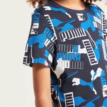 PUMA All-Over Printed T-shirt with Short Sleeves