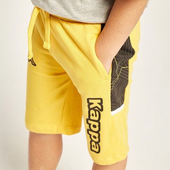 Kappa Logo Print Shorts with Drawstring Closure and Pockets