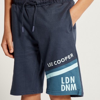 Lee Cooper Logo Print Shorts with Pockets and Drawstring Closure