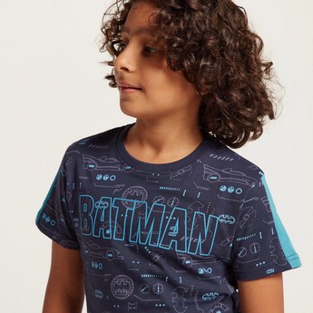 All-Over Batman Print T-shirt with Short Sleeves