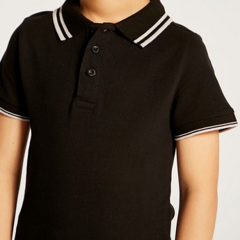 Juniors Polo Neck T-Shirt with Short Sleeves