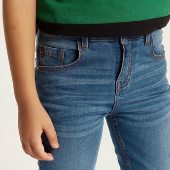 Juniors Solid Denim Jeans with Button Closure and Pockets