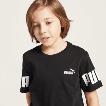 PUMA Logo Print T-shirt with Short Sleeves