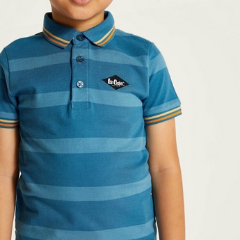 Lee Cooper Striped Polo T-shirt with Short Sleeves and Button Closure