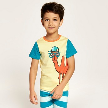 Juniors Camel Print Crew Neck T-shirt and Full Length Pyjama Set