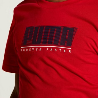 PUMA Logo Print T-shirt with Crew Neck and Short Sleeves