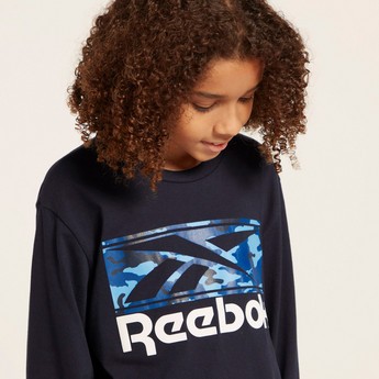 Reebok Graphic Print T-shirt with Long Sleeves