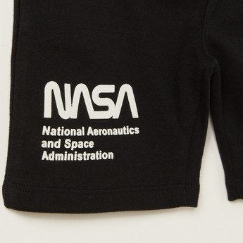 NASA Printed Shorts with Pockets and Drawstring Closure