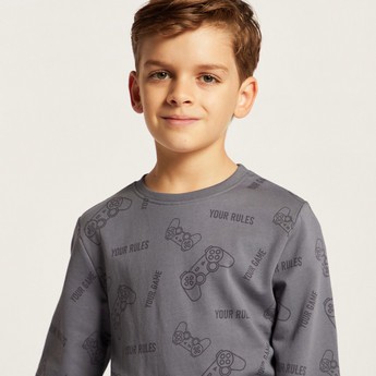 Juniors All-Over Printed Sweatshirt with Long Sleeves