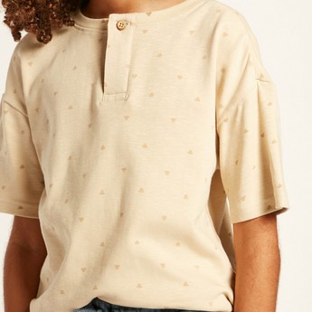 Eligo Printed T-shirt with Button Closure and Short Sleeves