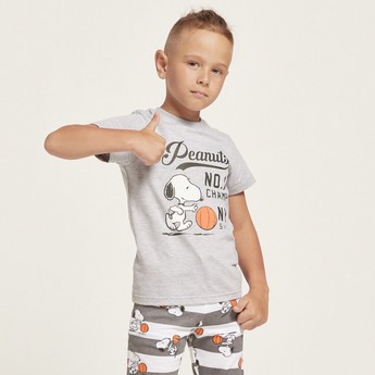 Snoopy Graphic Print T-shirt and Pyjama Set