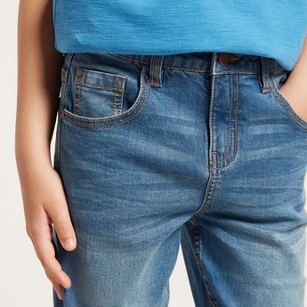 Juniors Slim Fit Denim Jeans with Pockets and Button Closure