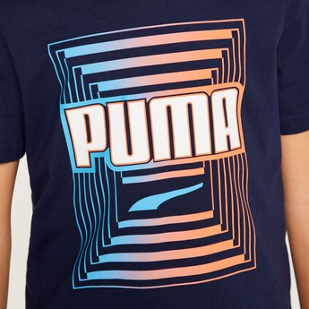 PUMA Printed T-shirt with Round Neck and Short Sleeves