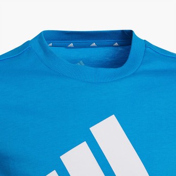 adidas Logo Print Crew Neck T-shirt with Short Sleeves