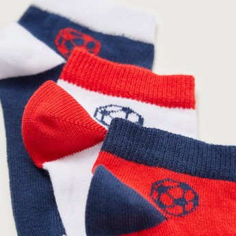 Juniors Football Themed Ankle Length Socks - Set of 3