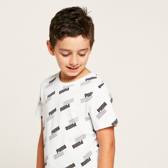 PUMA ALl-Over Logo Print T-shirt with Short Sleeves