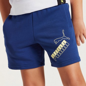 Puma Logo Print Shorts with Pocket Detail and Elasticised Waistband