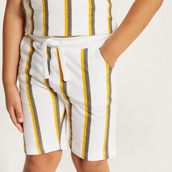 Juniors Striped Shorts with Drawstring Closure and Pockets