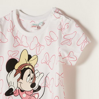 Disney Minnie Mouse Print Dress with Short Sleeves