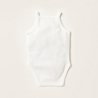 Juniors Solid Sleeveless Bodysuit with Button Closure