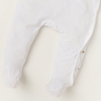 Giggles Embroidered Closed Feet Sleepsuit with Long Sleeves