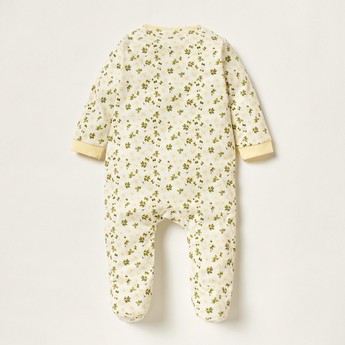 Juniors Floral Print Sleepsuit with Long Sleeves