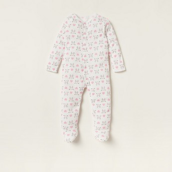 Juniors Printed Sleepsuit with Long Sleeves and Button Closure - Set of 3