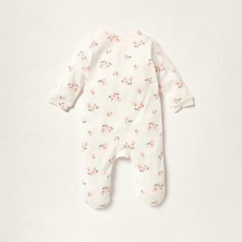 Juniors Floral Print Closed Feet Sleepsuit with Long Sleeves