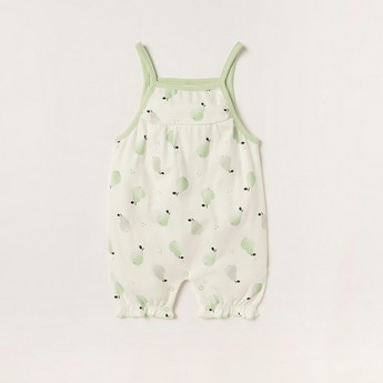 Juniors Solid T-shirt and Printed Dungarees