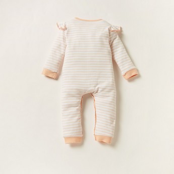 Juniors Embroidered Long Sleeves Sleepsuit with Button Closure