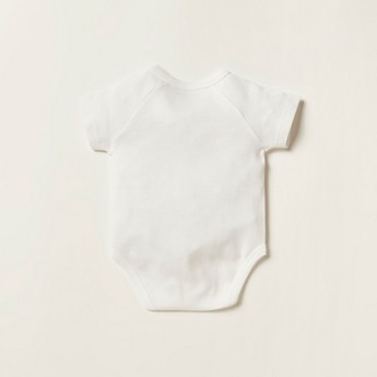 Juniors Solid Bodysuit with Round Neck and Short Sleeves