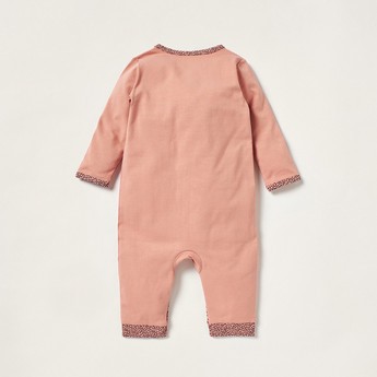 Juniors Embroidered Sleepsuit with Long Sleeves and Snap Button Closure